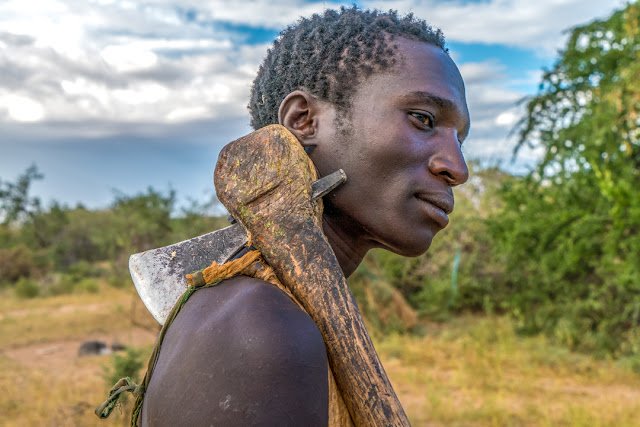 Hadzabe Hunter with Axe